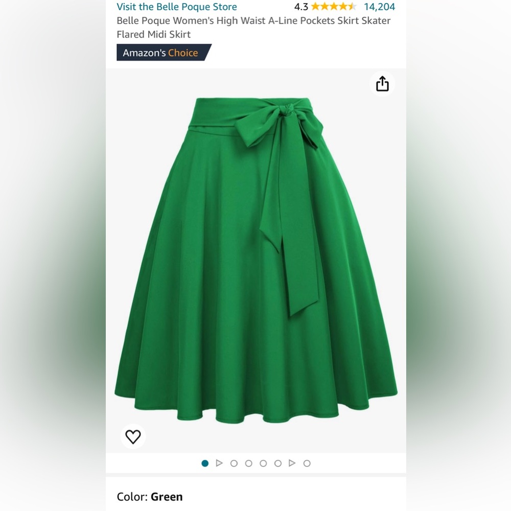 Belle Poque Women's High Waist A-Line Pockets Skirt Skater Flared Midi Skirt